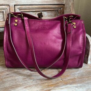 💜 American Leather Co. Lenox Triple Entry Satchel mulberry / magenta